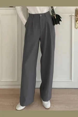 Broadstar Women Smart High-Rise Pleated Korean Pants Trousers