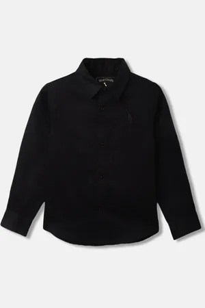 Blue Giraffe Boys Spread Collar Long Sleeves Casual Pure Cotton Shirt