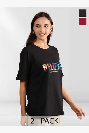 Metronaut Women Typography 2 Printed Applique T-shirt