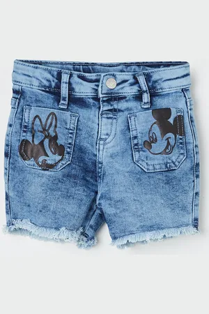 Lifestyle Girls Washed Denim Shorts With Button Closure