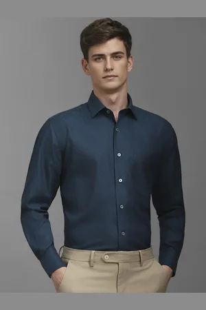 Louis Philippe Men Classic Spread Collar Geometric Printed Cotton Formal Shirt