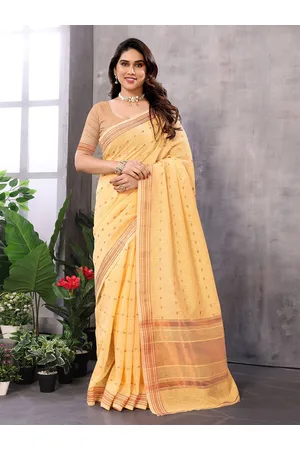 Moda Rapido Polka Dot Zari Pure Linen Chanderi Saree