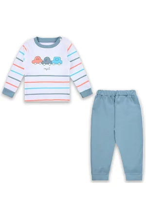 Wish Karo Boys Striped Round Neck Long Sleeves T-Shirt With Jogger