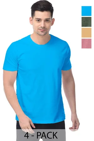 Color Capital Unisex Pack Of 4 Solid Round Neck Cotton T-shirts