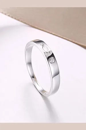 Myki Silver-Plated Cubic Zirconia-Studded Child Footstep Ring