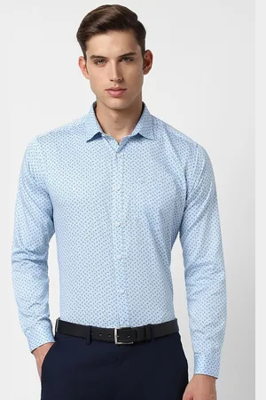 V Dot Men Spread Collar Micro Ditsy Printed Cotton Slim Fit Formal Shirt