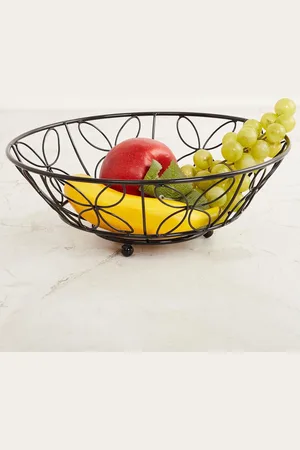 Home Centre Black Metal Fruit Basket