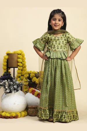 Cutiekins Girls Printed Ready to Wear Lehenga & Blouse With Dupatta