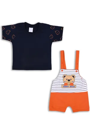 Wish Karo Boys Graphic Printed Pure Cotton T-shirt & Dungarees