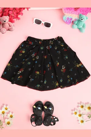 Cutiekins Girls Floral Printed Above Knee Skirt
