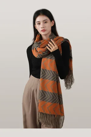 JC Collection Women Grey & Orange Printed Scarf