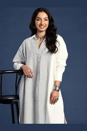 Taavi Woven Legacy Striped A-Line Pure Cotton Ethnic Dresses