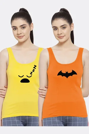Friskers Women Pack of 2 Graphic Printed Pure Cotton Tank Top