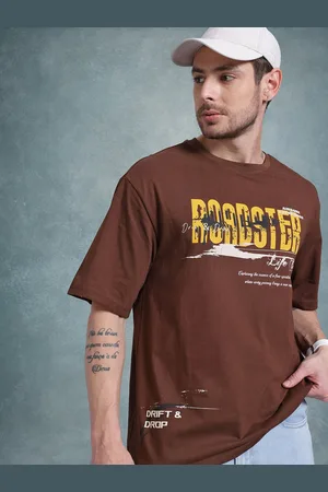 Roadster The Life Co. Men Typography Printed Pure Cotton Relaxed Fit T-shirt