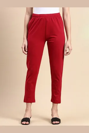 De Moza Women Peg Leg Slim Fit Cotton Trousers