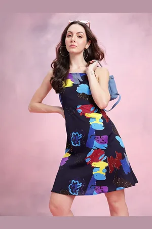 DressBerry Abstract Printed Square Neck A-Line Dress
