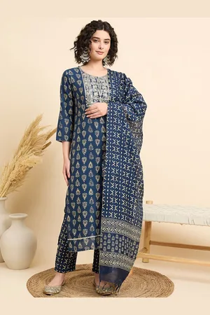 DIVASTRI Women Ethnic Motifs Printed Regular Sequinned Kurta with Trousers & With Dupatta