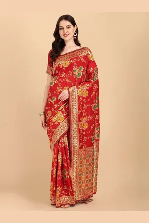 DIVASTRI Floral Woven Design Zari Banarasi Saree