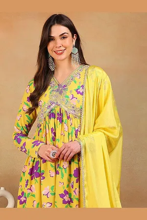 House of Pataudi Floral Printed Anarkali Kurta Trouser With Dupatta