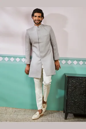 Vastramay Self Design Woven Sherwani Set