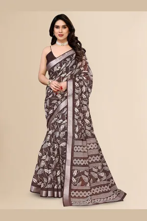 Moda Rapido Floral Zari Linen Blend Saree