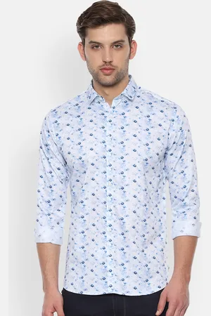 V Dot Men Blue & White Slim Fit Printed Casual Shirt