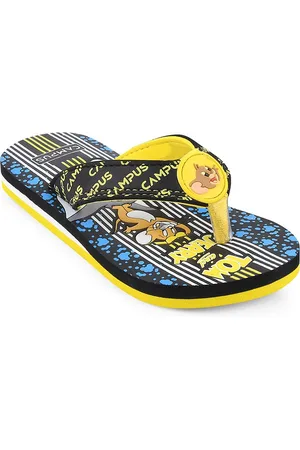 Campus Unisex Kids Black & Yellow Rubber Sliders