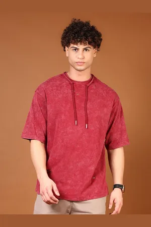 V-Mart Men Washed Effect Dyed Round Neck Cotton T-shirt