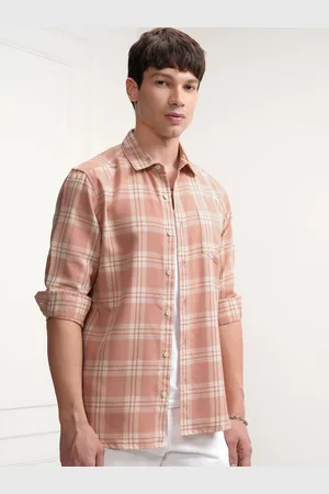 Highlander Men Spread Collar Tartan Checked Cotton Casual Shirt