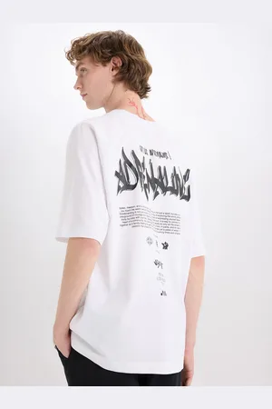 DeFacto Men Printed Raw Edge T-shirt