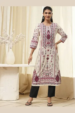 Biba Women Ethnic Motifs Printed Thread Work Anarkali Kurta