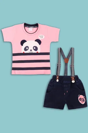 Wish Karo Infant Boys Panda Printed Pure Cotton Clothing Set