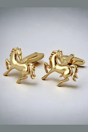 Lucky Jewellery Gold Plated Geometric Round Blazer Cufflinks
