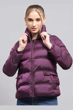 Monte Carlo Women Spread Collar Solid Nylon Casual Puffer Jacket