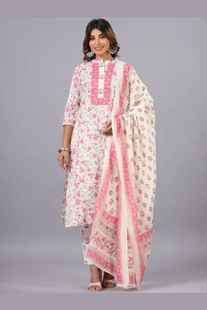Amchoor Floral Printed Mandarin Collar Kurta with Trousers & Dupatta