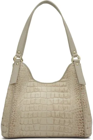 Da Milano Animal Textured Leather Structured Tote Bag with Quilted