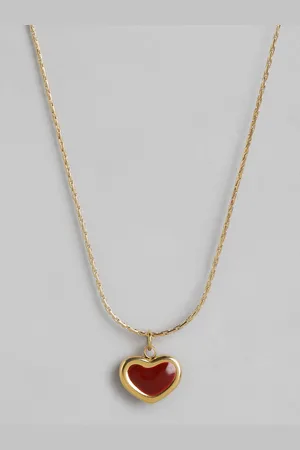 DressBerry Heart Shaped Enamelled Pendant Chain