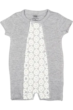 MeeMee Girls Grey Melange Self Design Romper
