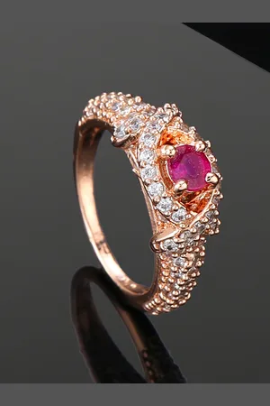 ESTELE Rose Gold-plated CZ-Studded Finger Ring