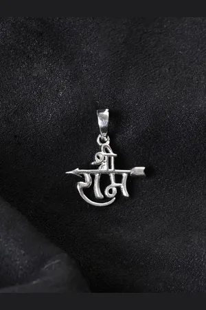 CLARA Men 925 Sterling Silver Rhodium-Plated Contemporary Shree Ram Pendant