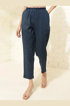 Fabindia Women Mid-Rise Plain Cotton Trousers
