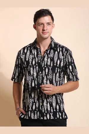 Jaipur Men Standard Fit Spread Collar Animal Printed Cotton Casual Shirt