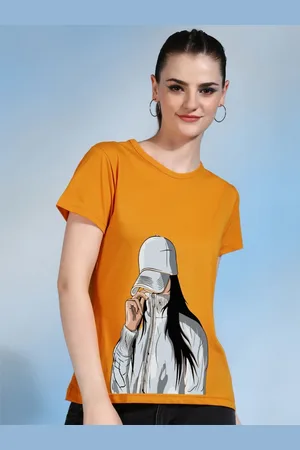 Moda Rapido Women Printed Bio Finish Raw Edge T-shirt