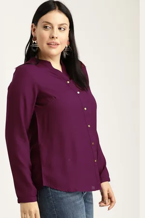 Sztori Plus Size Women Burgundy Solid Top