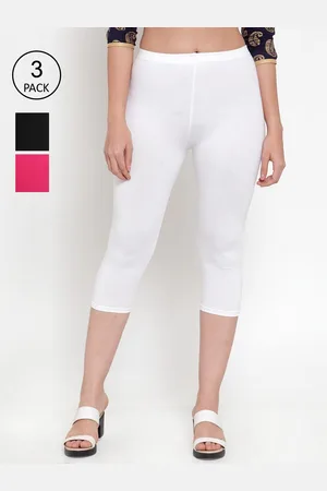 Jinfo Women Pack of 3 Black & Pink Solid Capris