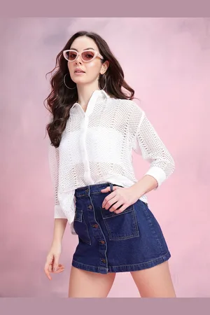 DressBerry Open-Knit Sheer Crochet Shirt