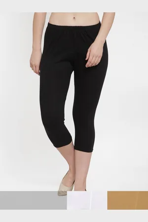 Jinfo Women Black & White Pack of 3 Cotton Solid Capris