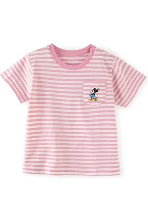 LULU & SKY Girls Striped Round Neck Cotton T-shirt