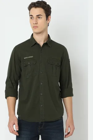 SPYKAR Men Spread Collar Solid Cotton Casual Shirt