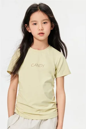 LULU & SKY Girls Typography Printed Round Neck Cotton T-shirt